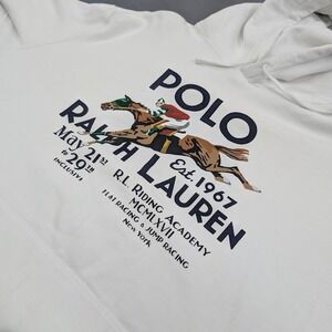 Polo Ralph Lauren Horse Riding Academy Hoodie Mens 2XLT Tall White Flawed